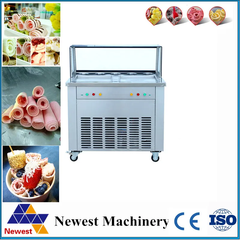 50cm double pan fried ice cream roll machine 1600W 2square Pan Fried
