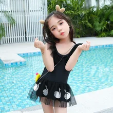 Модель года, купальный костюм для маленьких девочек, детский купальный костюм милый детский купальный костюм крутой черный купальник для девочек возрастом от 1 года до 9 лет, летний водонепроницаемый костюм