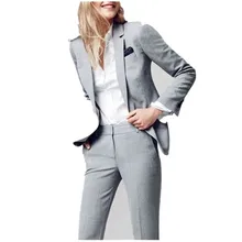 Брючный костюм с отворотом для женщин, деловой офисный пиджак+ брюки, костюмы на заказ