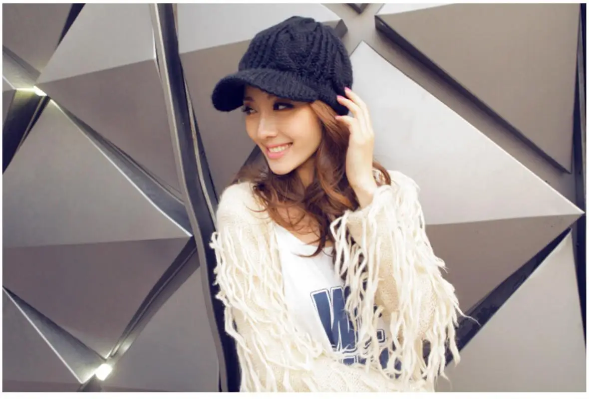 Winter Women's Caps Warm Wool Hats Solid Color knit Hat Earmuffs Visors Female Hand Hook Fashion Hats