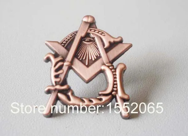 

FREE SHIPPING 1PCS 1" Masonic Antique Copper Square and Compasses Lapel Pin for the Freemason