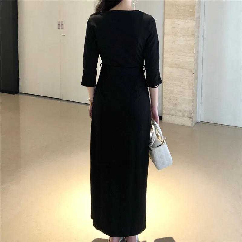 2018 плюс размер корейское женское платье Vestidos халат элегантная Сексуальная