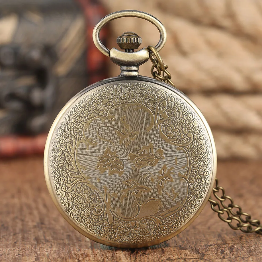 Fashion New 12 Constellation Aquarius Pocket Watch Retro Old American Flip Cover Children Students Hanging Pendant Quartz Watch (8)