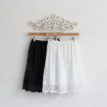 

Lace bust skirt slip medium short cutout gauze transparent basic skirt spring and summer cover half slip