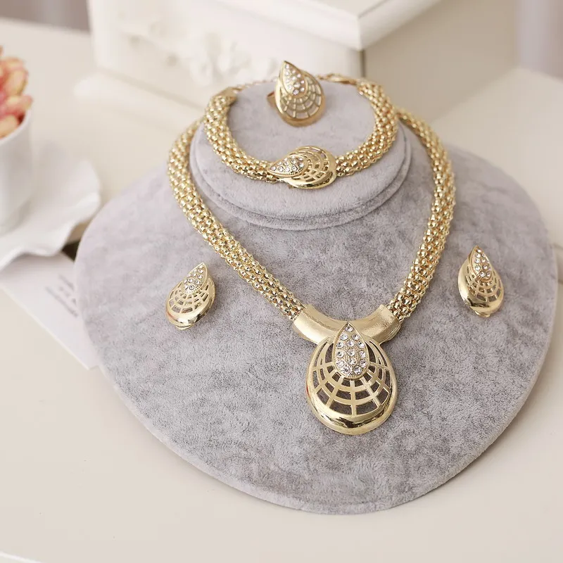 

ZOSHI African Beads Jewelry Set 2019 Nigerian Wedding Women Jewelry Set Dubai Gold Vintage Bridal Necklace Set 4PCS Jewelry