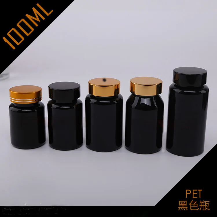 100 мл черная ПЭТ многоразовая бутылка портативная для переноски косметического лосьона для воды, косметическая упаковка, бутылки для таблеток винтовая крышка