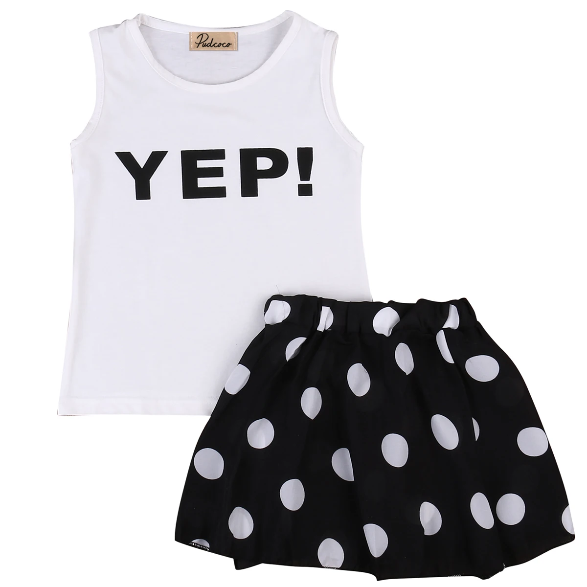 2Pcs Kids Girl Toddler Outfits Sleeveless Top T Shirt + Short Dress