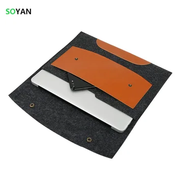 

Laptop Bag Felt and leather Soft Sleeve Bag Case For Apple Macbook Air Pro Retina 13 laptop bag case For Mac book 13.3 inch