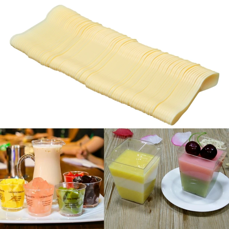 

90pcs Disposable Plastic Spoon Taster Cake Tasting Sample Ice Cream Spoon Kitchen Gadgets 2018