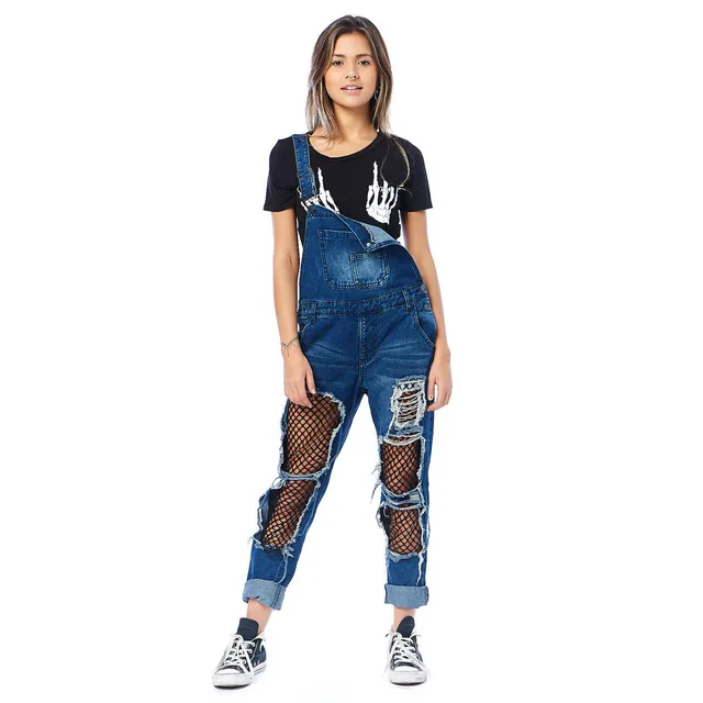 2018 Spring Jeans Women Jumpsuit Denim Romper Overalls Casual Long