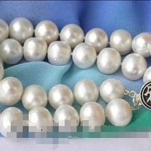 Z2835 2row 12 мм круглый белый жемчуг пресноводных браслет 925 серебро Благородный стиль Природный Изысканные jewe Быстрая