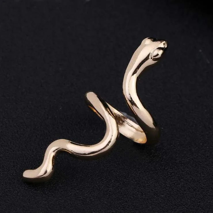 Unique Punk Gold Color Opening Engagement Party Ring Women Jewelry Ladies Vintage Snake Animal Rings for Women Gift