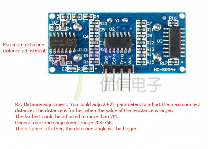 HC-SR04 плюс модуль ультразвукового датчика HC-SR04+ для Arduino ультразвуковая измерительная плата расстояния 3,3 V 3,5 V электронная печатная плата DIY