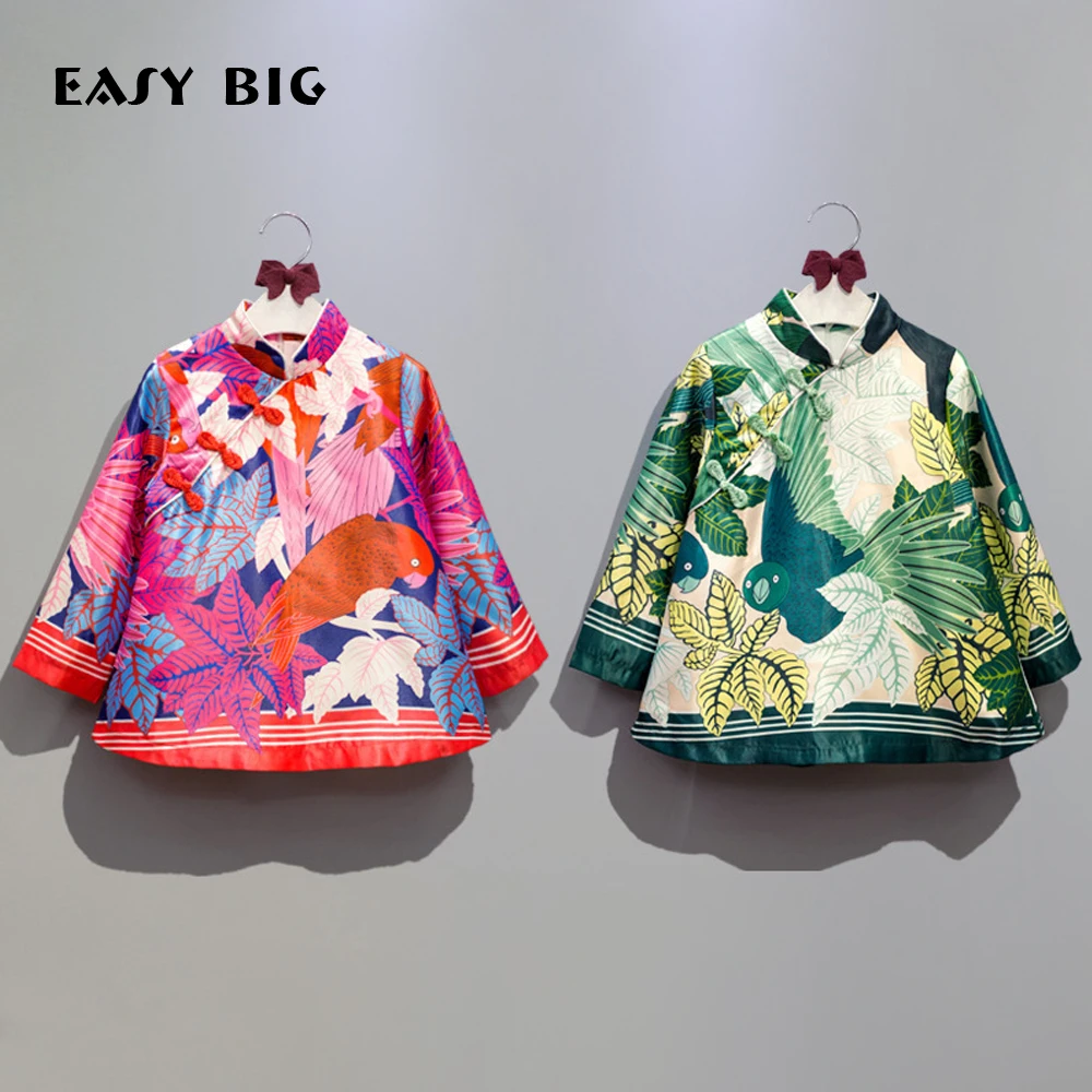 

EASY BIG Spring Autumn Casual traditional Chinese Girls Long Sleeve Dresses Ethnic Style Baby Girl Clothes Sets CC0018
