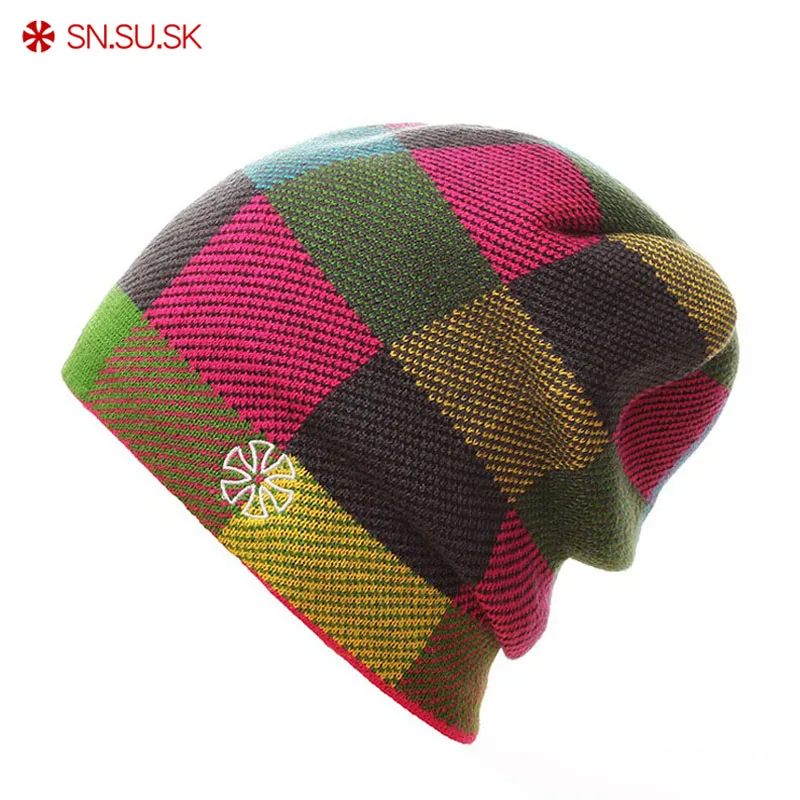 SN.SU.SK сноуборд Gorros Зимние Лыжные шапки для катания на коньках клетчатые мужчин и