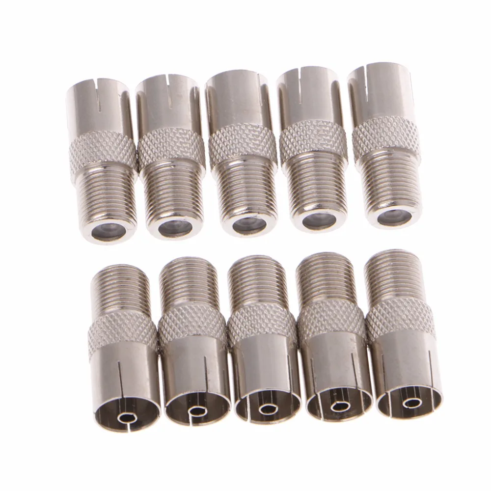 

10 Pcs F Type Female Jack To TV PAL Female Jack RF Coaxial Adapter Connector
