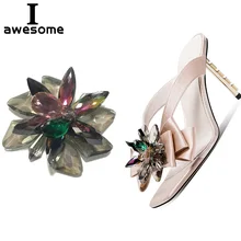 Красивые свадебные вечерние туфли со стразами и цветами; аксессуары для босоножек на высоком каблуке; декор ботинок; обувь с цветком