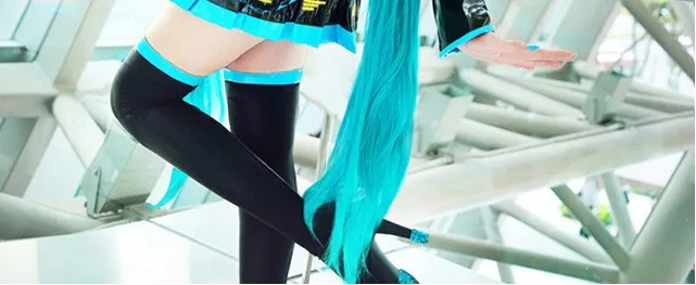 Vocaloid Hatsune Мику 2 Хвостики Косплэй парик