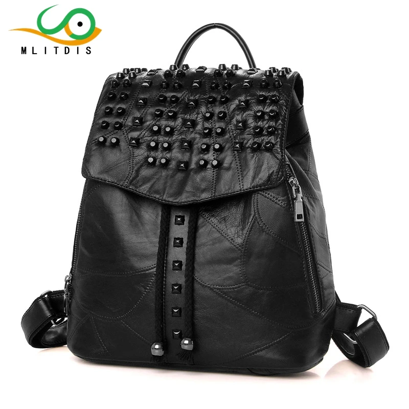 MLITDIS 2017 new winter sheepskin leather shoulder bag female Korean fashion tide rivet internal spacer bag