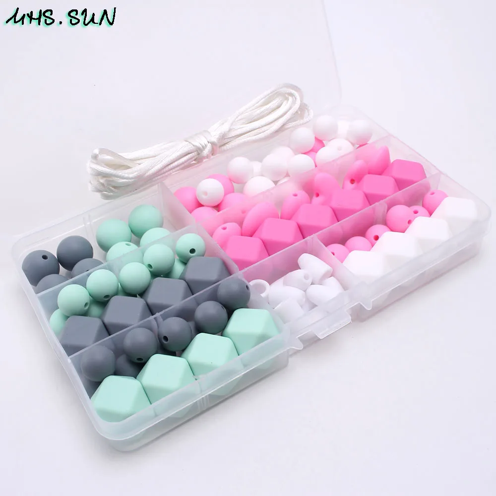 KT015 (1),$23.5. Baby Silicone DIY Beads Jewelry Set Chewable Teething Nursing Necklace Beads Kits For Handmade Teether Accessories Safty