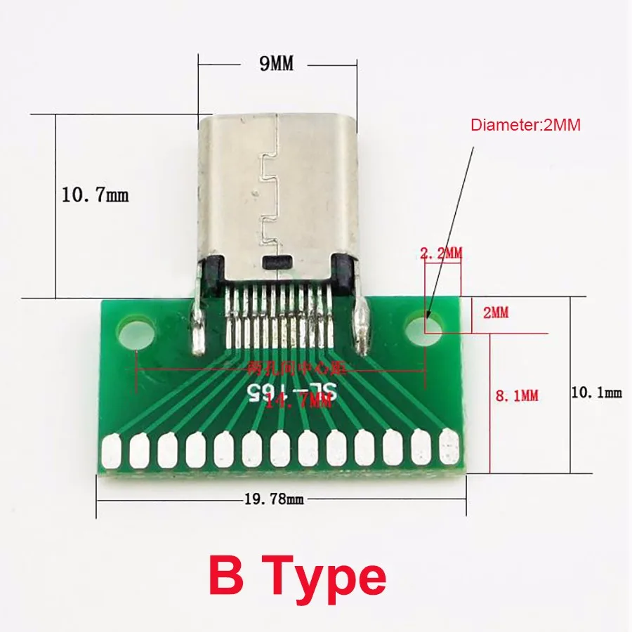 EClyxun 2 шт./лот USB 3,1 Тип C разъем гнездо 24P тестовая плата с печатной платой