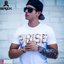 RISE Brand gyms t shirt Fitness Bodybuilding Crossfit Slim fit Cotton Shirts Short Sleeve workout Men fashion Tees Tops clothing