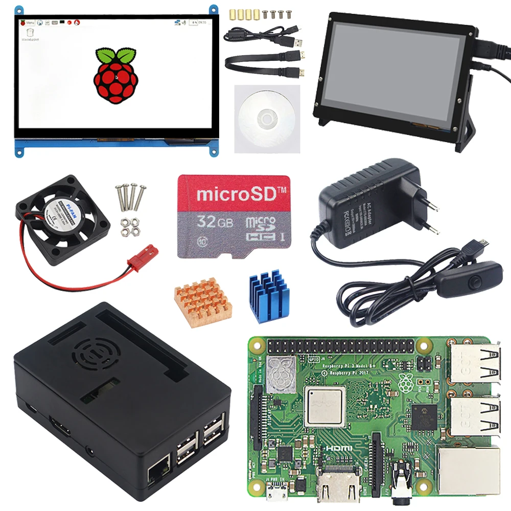 

Raspberry Pi 3 Model B Plus+7 inch Touch Screen LCD Display+Case+Power Supply Adapter+SD Card for Raspberry Pi 3B Plus 3 B+