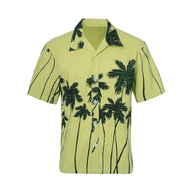 

MJARTORIA Men Summer Loose Quick Dry Short Sleevs Coconut Trees Print Shirts New Turn-down Collar Slim Fit Casual Beach Shirt