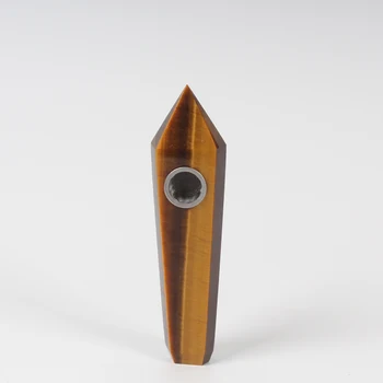 

9-10cm Natural Quartz Crystal Single Point Wands Healing Golden Tiger eye Stone Smoke Pipe Wholesale Price