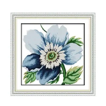 

Plant flower series Cross stitch suit, blue large flowers in full bloom Handmade Chinese characteristics wholesale embroidery