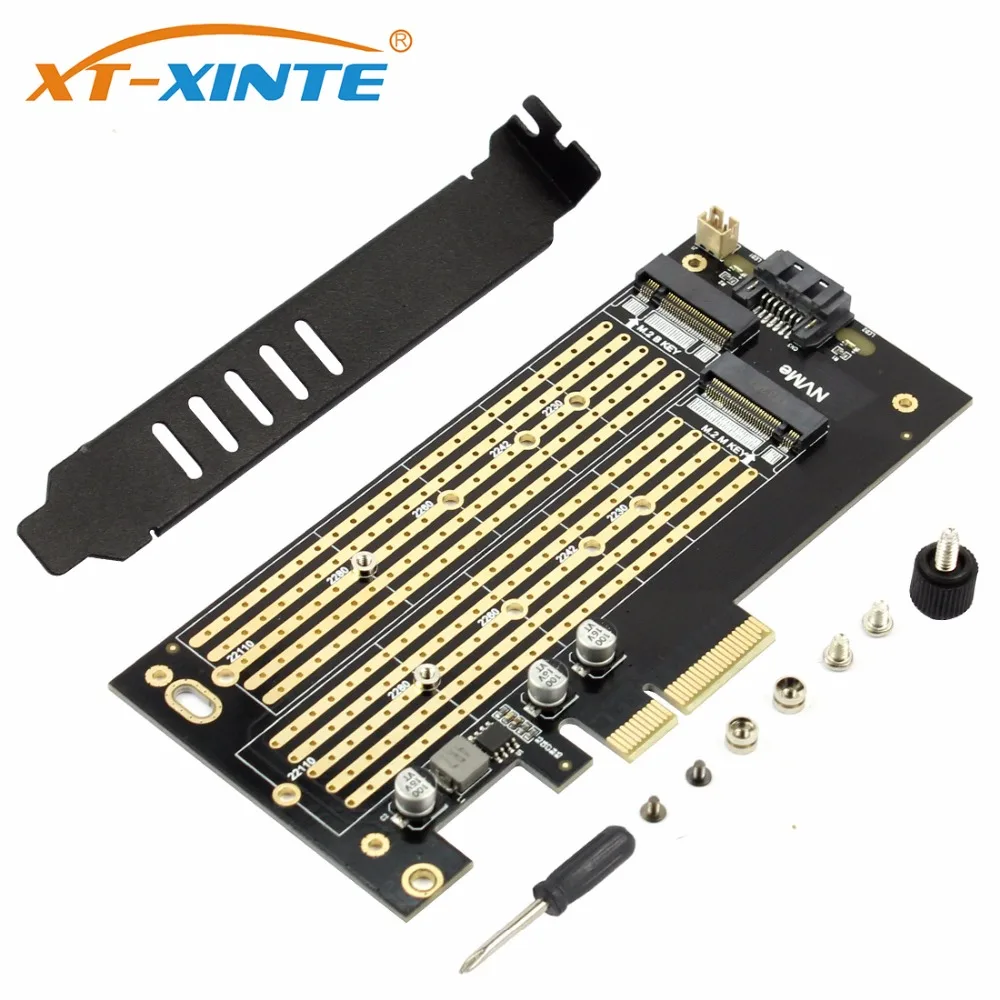 XT-XINTE SK7 M.2 Накопитель SSD с протоколом NVME NGFF к PCI Express X4 Riser Card адаптер M ключ B ключ двойной интерфейс Поддерживаемые карты PCI Express3.0 двойной