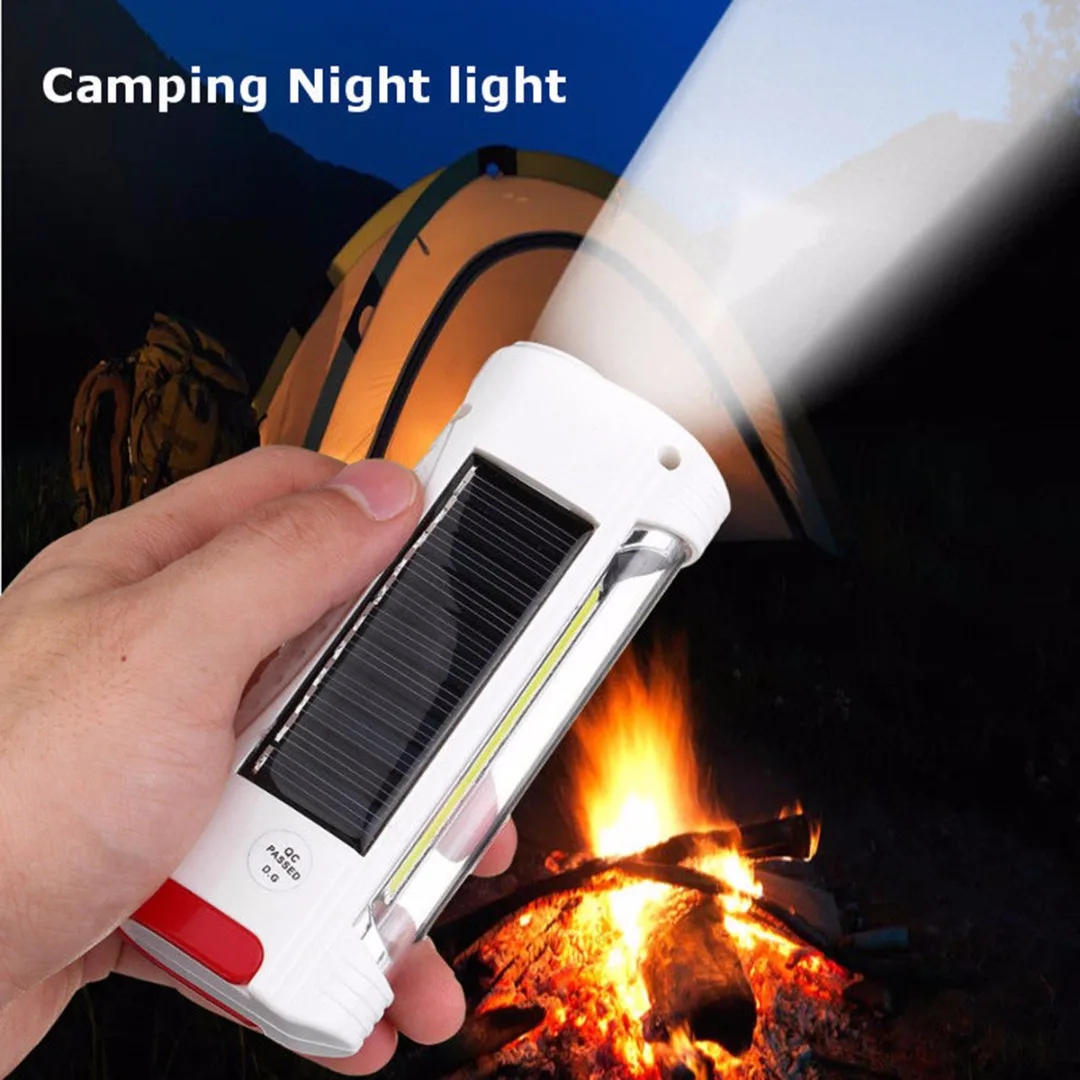 Newest  Mini Solar Power LED Flashlight USB Rechargeable Camping Hiking Light Lamp