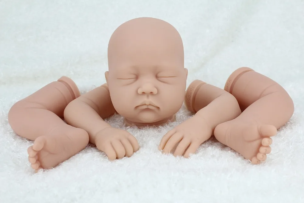 

22inch Unisex Vinyl Silicone Reborn Baby Alive Doll Kits Doll Accessories Sleepy With Head 3/4 Limbs Blank Unpaint Parts DIY