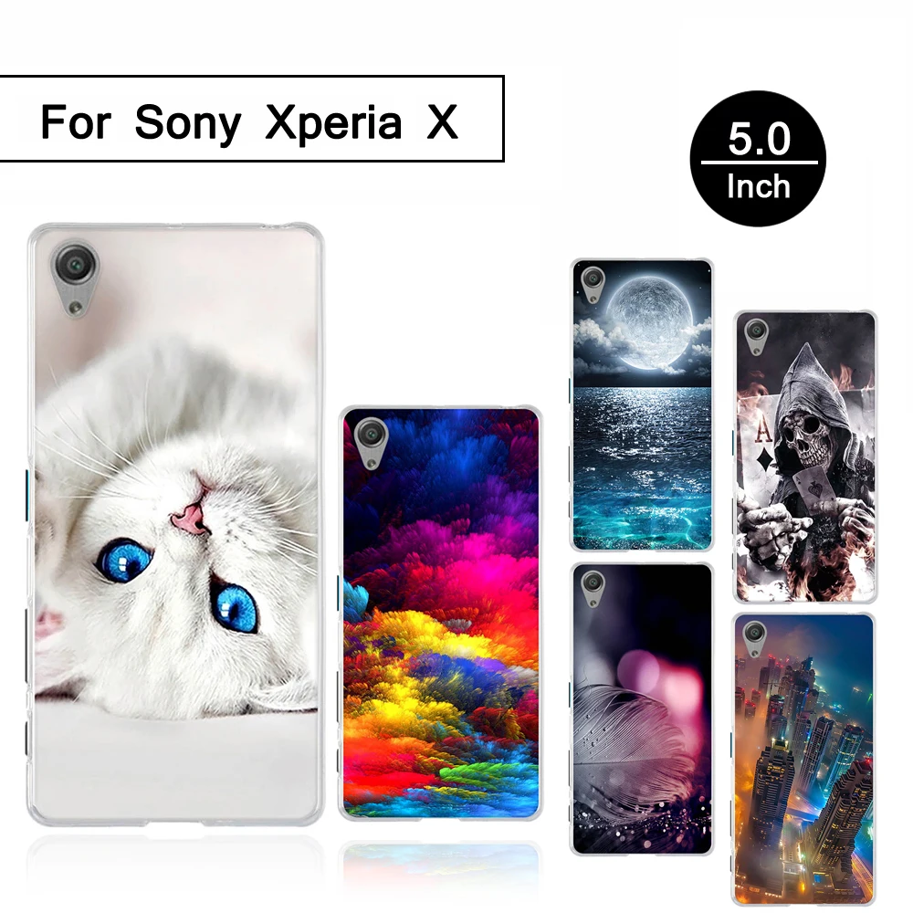 Мягкая силиконовая задняя крышка для Sony Xperia X F5121 F5122 чехол из ТПУ с принтом Fundas |
