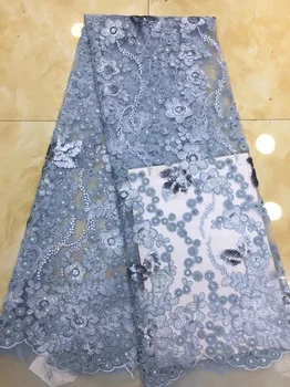 

African Lace Fabric 2019 Embroidered Nigerian Sequins Laces Fabric High Quality French Tulle Lace Fabric For Women X11