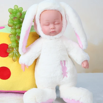 35 см детская кукла панда кукла-реборн игрушка для детей, для сна, симпатичная виниловая кукла, плюшевая игрушка для девочек, коллекция подарков для малышей - Цвет: White rabbit