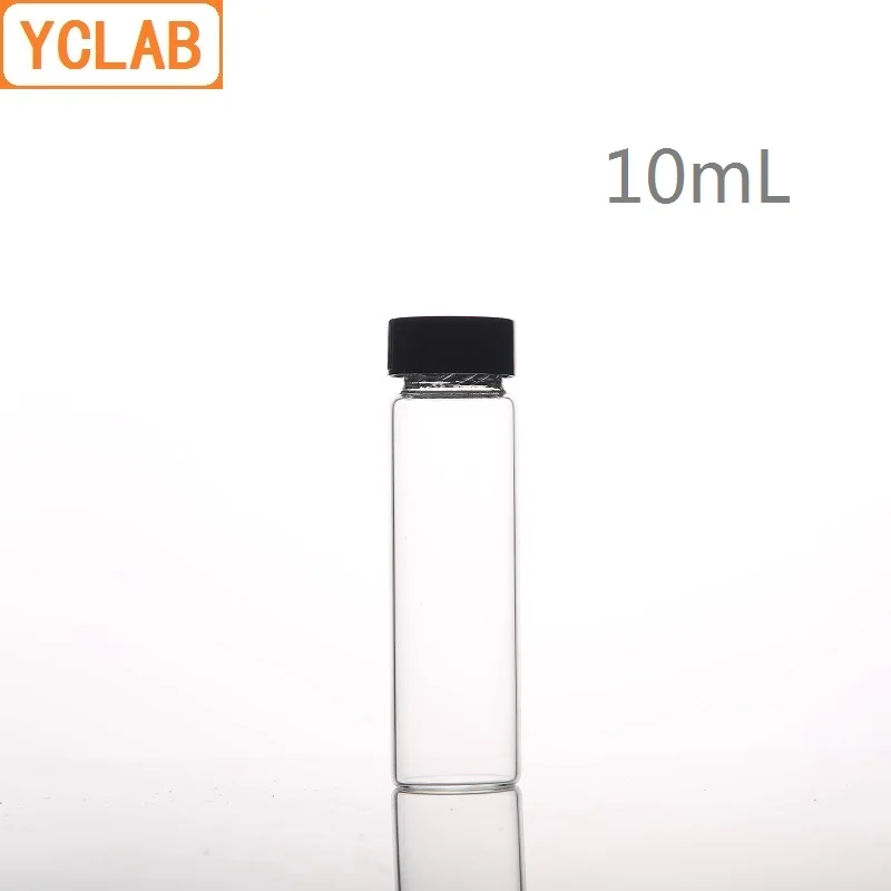 

YCLAB 10mL Glass Sample Bottle Serum Bottle Transparent Screw with Plastic Cap and PE Pad Laboratory Chemistry Equipment