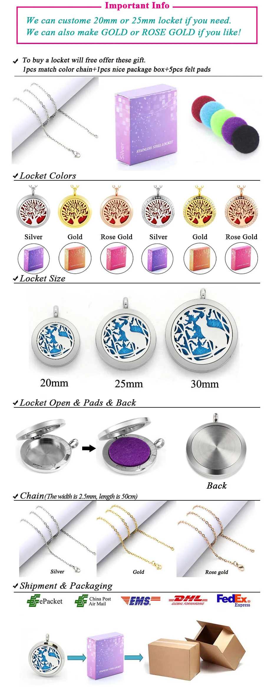 cute cat diffuser necklace silver gold rose gold 20mm 25mm 30mm locket jewelry -217