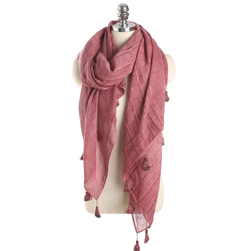 2018 новые весенние Этническая Твердые шарф женщина ажурные хлопок шарфы для Дамы Полосатый Тонкий пашмины кисточкой платки Для женщин