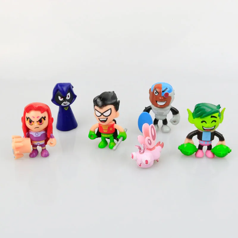 6 шт./компл. мини Teen Titans Go Figuras 5 см ПВХ Ворон Teen Titans фигурки Аниме игрушечные дети