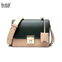 BRIGGS Genuine Leather Women Messenger Bag Fashion Patchwork Leather Shoulder Bag Business Flap Bag Small Women Handbag genuine leather women bag chinese wind printed shoulder bag fashion handbag messenger bag