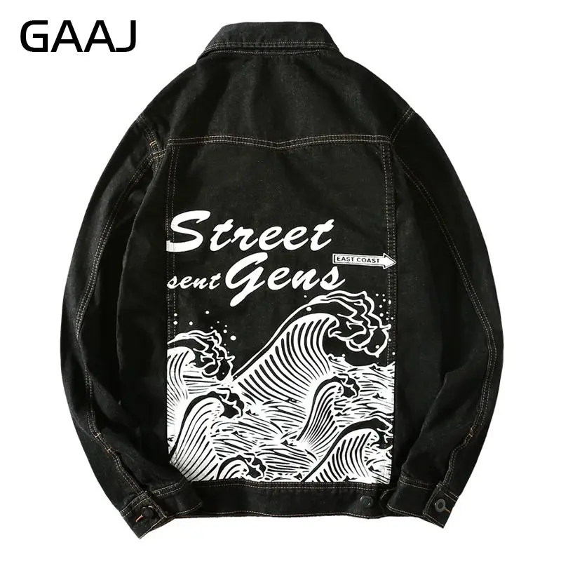 Мужская джинсовая куртка GAAJMen модная с японским принтом 3XL 4XL верхняя одежда на