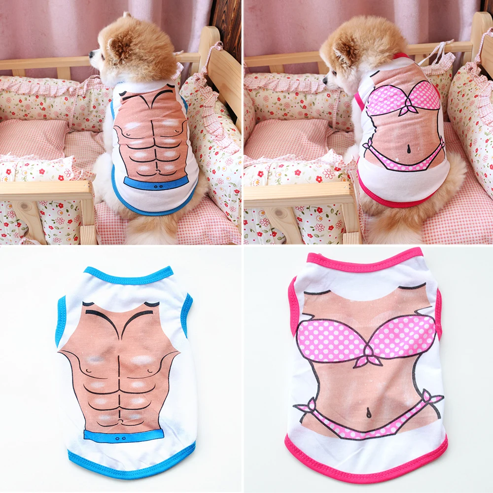 

Pet Dog Summer Casual Vest Bikini Chest Muscle Design For Small Medium Dog Clothing For Dogs