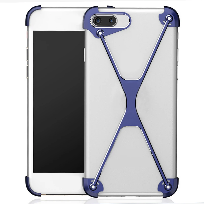 

Bumper Case for iPhone 7 8 plus, Slim Aluminum Metal X-Frame Phone Bumpers with Screw