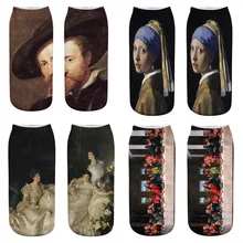 Ван Гог Art Абстрактная живопись маслом забавные Женские носочки Творческий Calcetines Skarpetki Харадзюку носки до лодыжки Hipster Skarpety