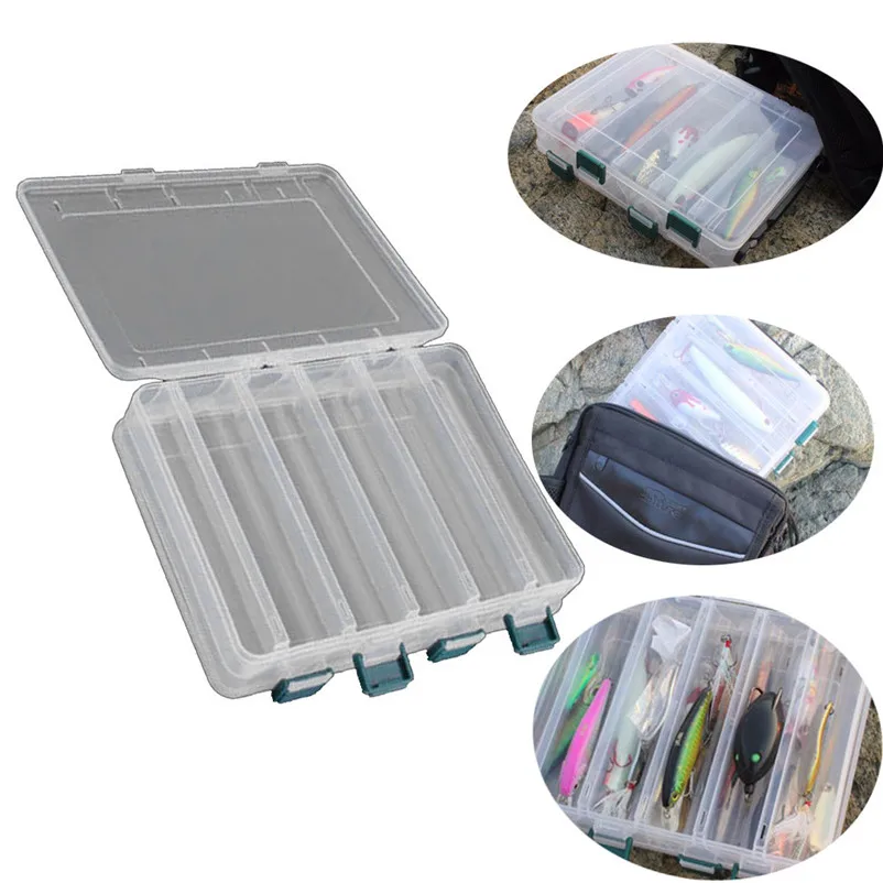 Waterproof Lure box Double Sided 12 Compartment Fishing Lures Tackle Hooks Baits Storage Plastic Box Fishing Acessorios #5S14 (4)