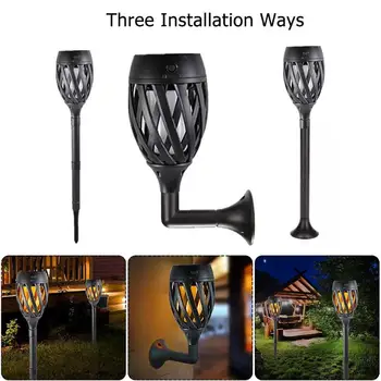 

96 LED Solar Flame Lamp Flickering Torch Light IP65 Waterproof Garden Light USB Charging Path Lawn Lamp Three Installation Modes