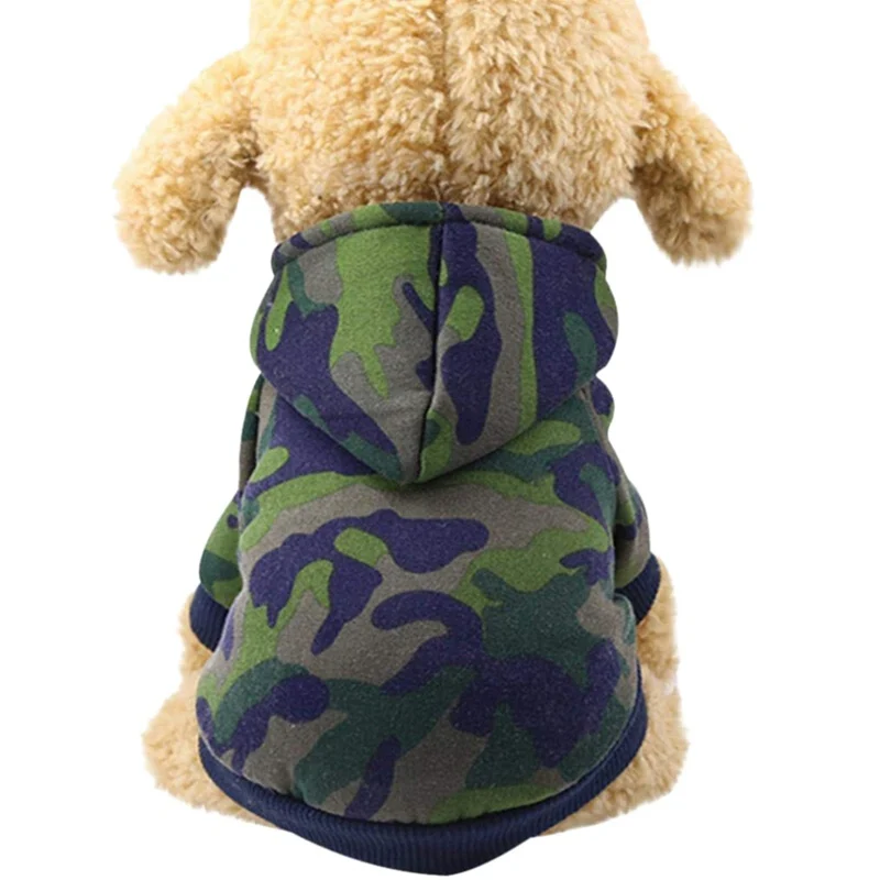 Камуфляжная толстовка с капюшоном для маленьких питомцев, зимняя теплая толстовка, футболка из хлопка Adidog, одежда для собак, худи - Цвет: G