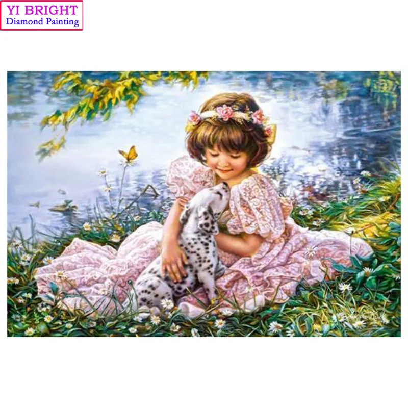 

YI BRIGHT 5D Diy Square/Round Full diamond painting"Angel girl" diamond embroidery cross stitch Home Decor new Year's gift XPZ
