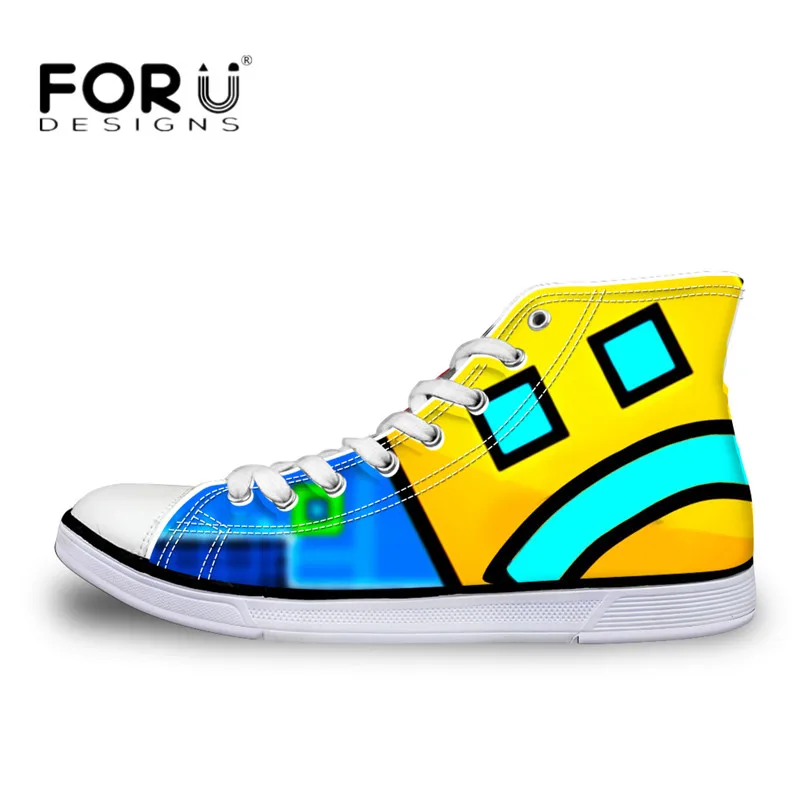 FORUDESIGNS Sneakers Geometry Dash Pattern High Top Shoes Woman Classic Lace Up Vulcanize Shoes Autumn Students Light Mesh Flats цена FORUDESIGNS Sneakers Geometry Dash Pattern High Top Shoes Woman Classic Lace Up Vulcanize Shoes Autumn Students Light Mesh Flats цены онлайн